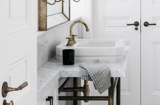 Gallery of bathroom design ideas and kitchen renovation pictures ... Alexander & Co adds a satin brass triple shower to this Pittwater  weekender, as if the view was not relaxing enough