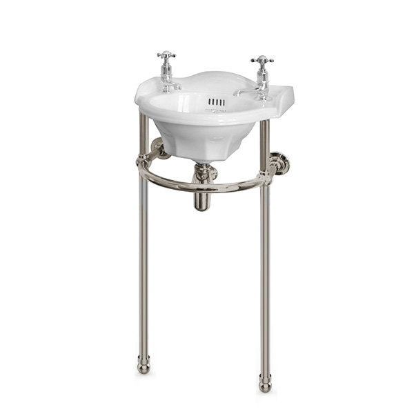 Perrin & Rowe - Powder room 410mm basin & basin stand with ball feet in nickel NZ301