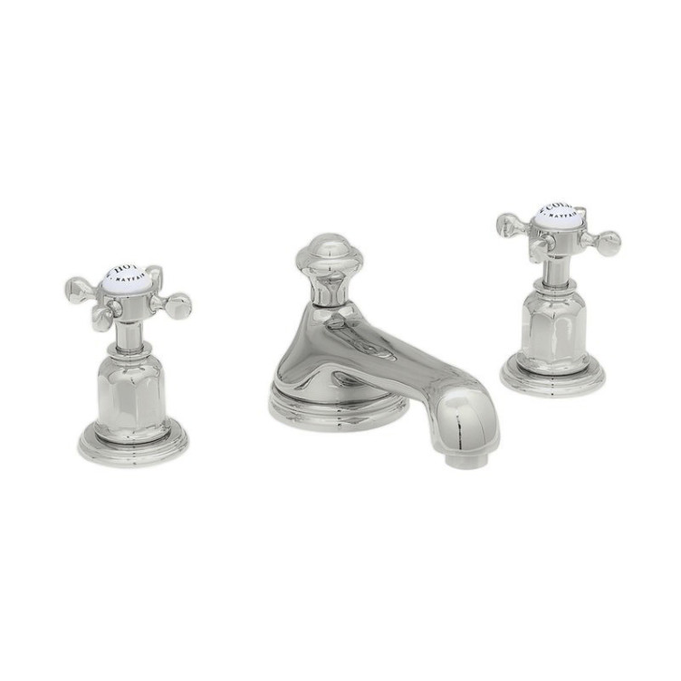 PERRIN & ROWE - Three hole basin set with low spout and crossheads in pewter NZ122b