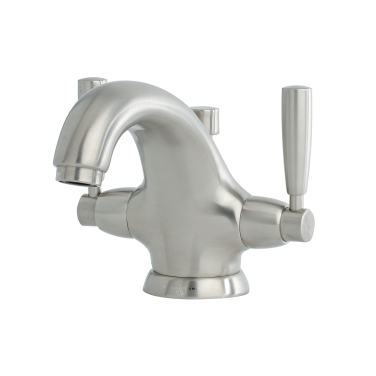 PERRIN & ROWE - Langbourn monobloc basin mixer with metal lever taps in pewter NZ202