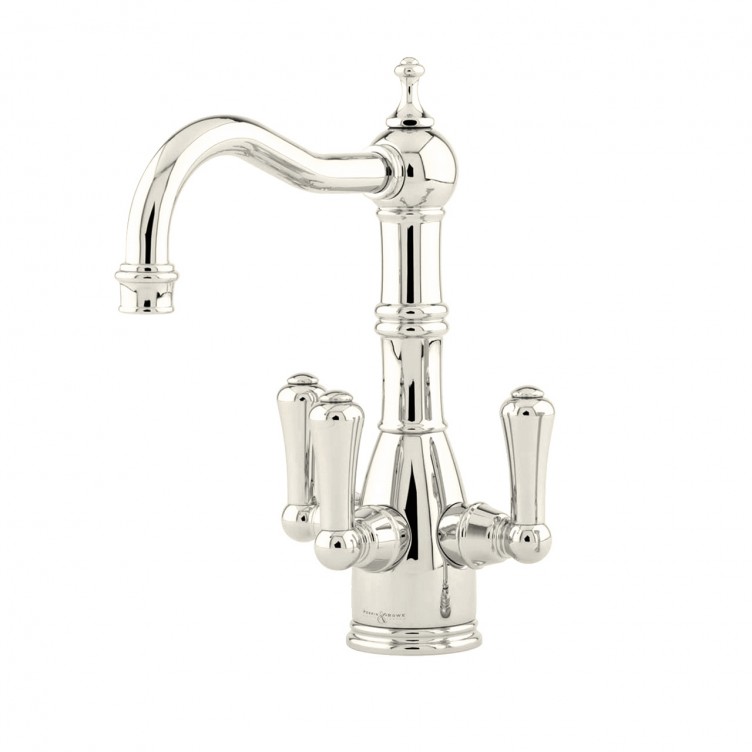 PERRIN & ROWE - Picardie Triflow sink mixer with 3 metal levers & filter system in nickel NZ143