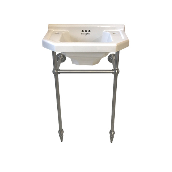 Perrin & Rowe - Art Deco 525mm basin & basin stand with pointed ball feet in pewter NZ166