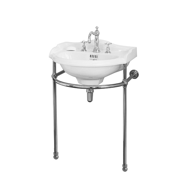 Perrin & Rowe - Edwardian 520mm basin & basin stand with ball feet in pewter NZ167