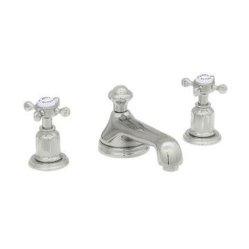 PERRIN & ROWE - Three hole basin set with low spout and crossheads in pewter NZ122