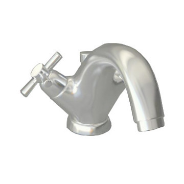 PERRIN & ROWE - Langbourn monobloc basin mixer with metal crosshead taps in pewter NZ201