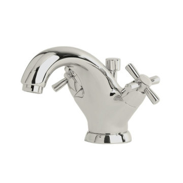 PERRIN & ROWE CONTEMPORARY - Monobloc basin mixer with crossheads in pewter NZ153