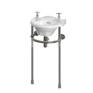 Perrin & Rowe - Powder room 410mm basin & basin stand with ball feet in pewter NZ407