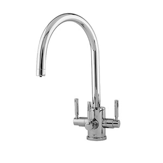 PERRIN & ROWE - Orbiq Triflow sink mixer with 3 levers, round spout & filter system in chrome NZ137