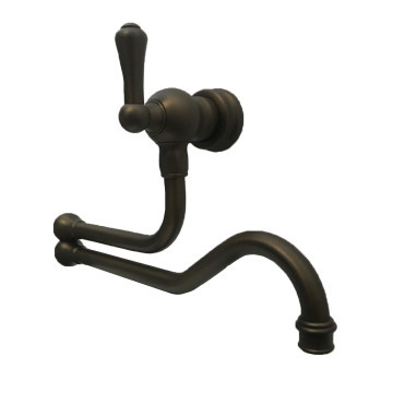 PERRIN & ROWE - Wall mounted pot filler with Country style lever handle in English Bronze NZ195