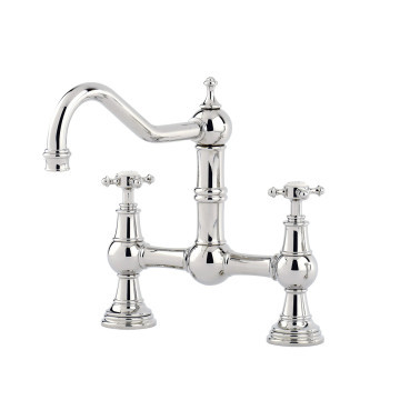 PERRIN & ROWE - PROVENCE country two hole kitchen mixer with crossheads in chrome NZ171