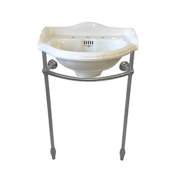 Perrin & Rowe - Edwardian 630mm basin & basin stand with tapered feet in pewter NZ164